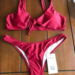 Two piece red bathing suit